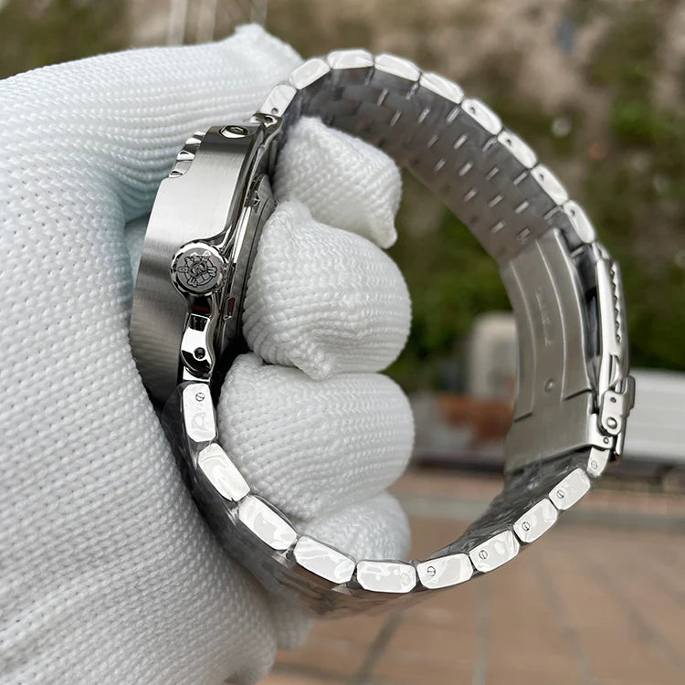 Steeldive "Tuna". 300 Meter Dive Watch. AR Sapphire Crystal. Orange Dial. 5 link engineer bracelet.