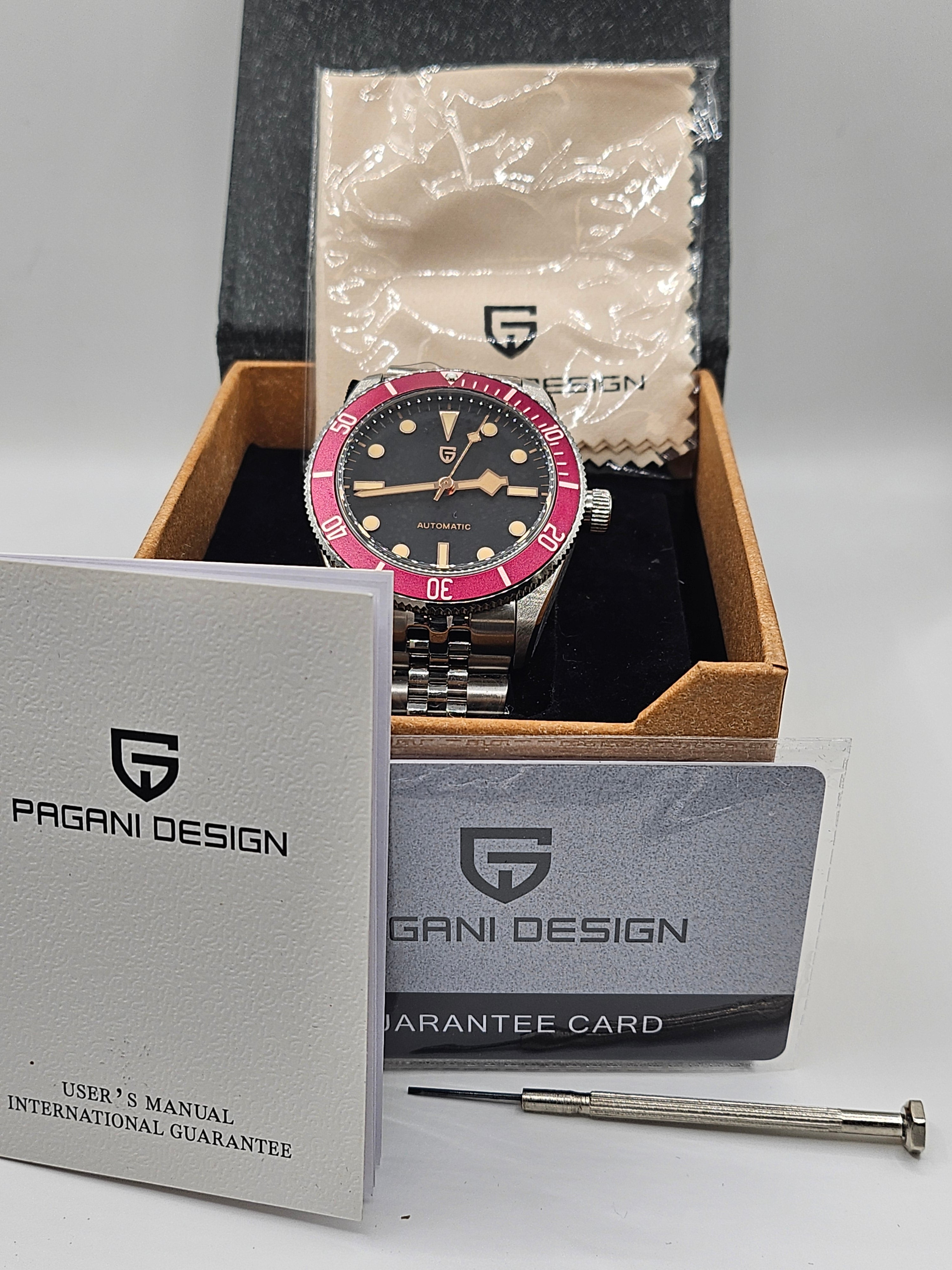 Pagani Design-BB58. Deep Red Bezel, Milled Clasp. NH35.